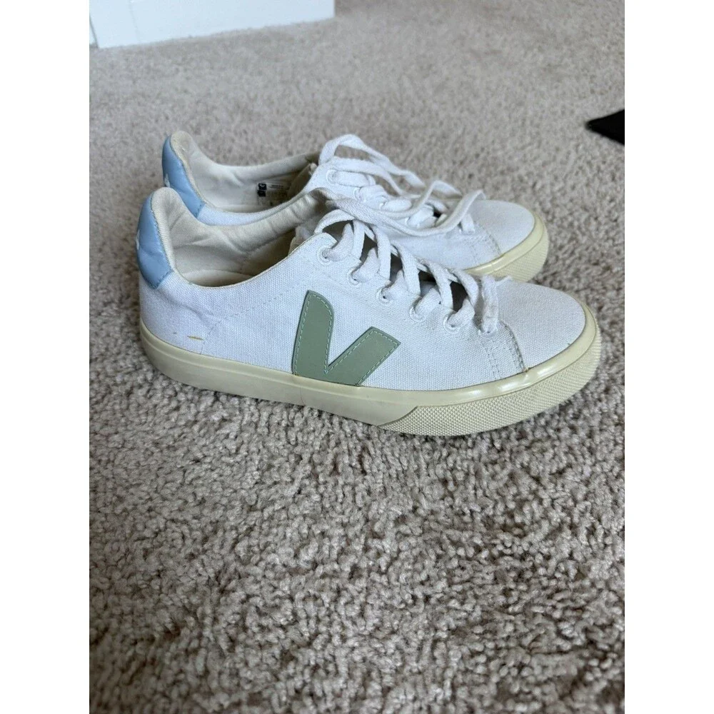 Veja Campo Canvas Sneakers Shoes  White Blue - Women's Size 6